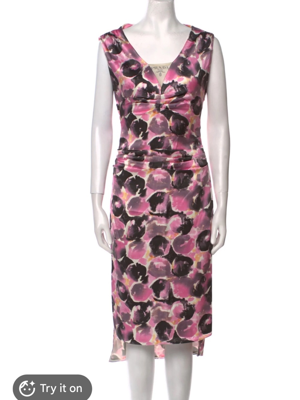 Prada Pink and Purple Floral-Print Midi Skirt